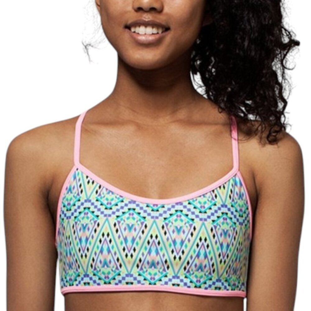 Ivivva Go With The Waves Swim Top Girls 14 Blue Pink Athletic